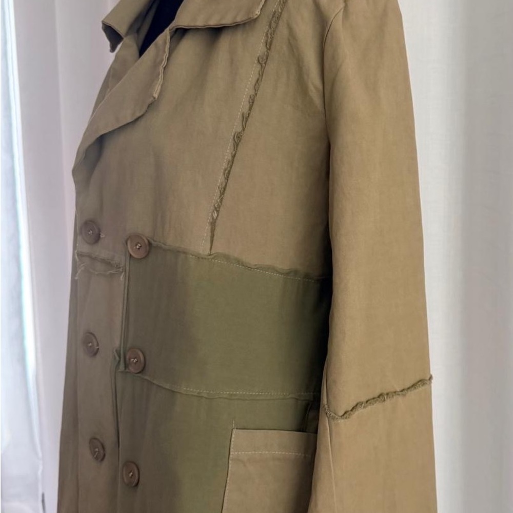 Olive Green Women's Double-Breasted Pea Coat - Picture 10 of 11
